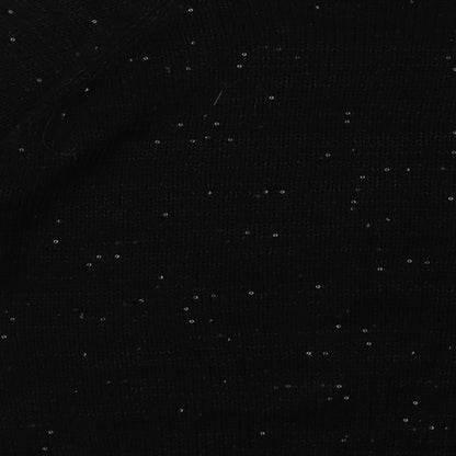 Brand and care label for Store Twenty One women’s black acrylic pullover sweatshirt, size L, pullover - sequin detail