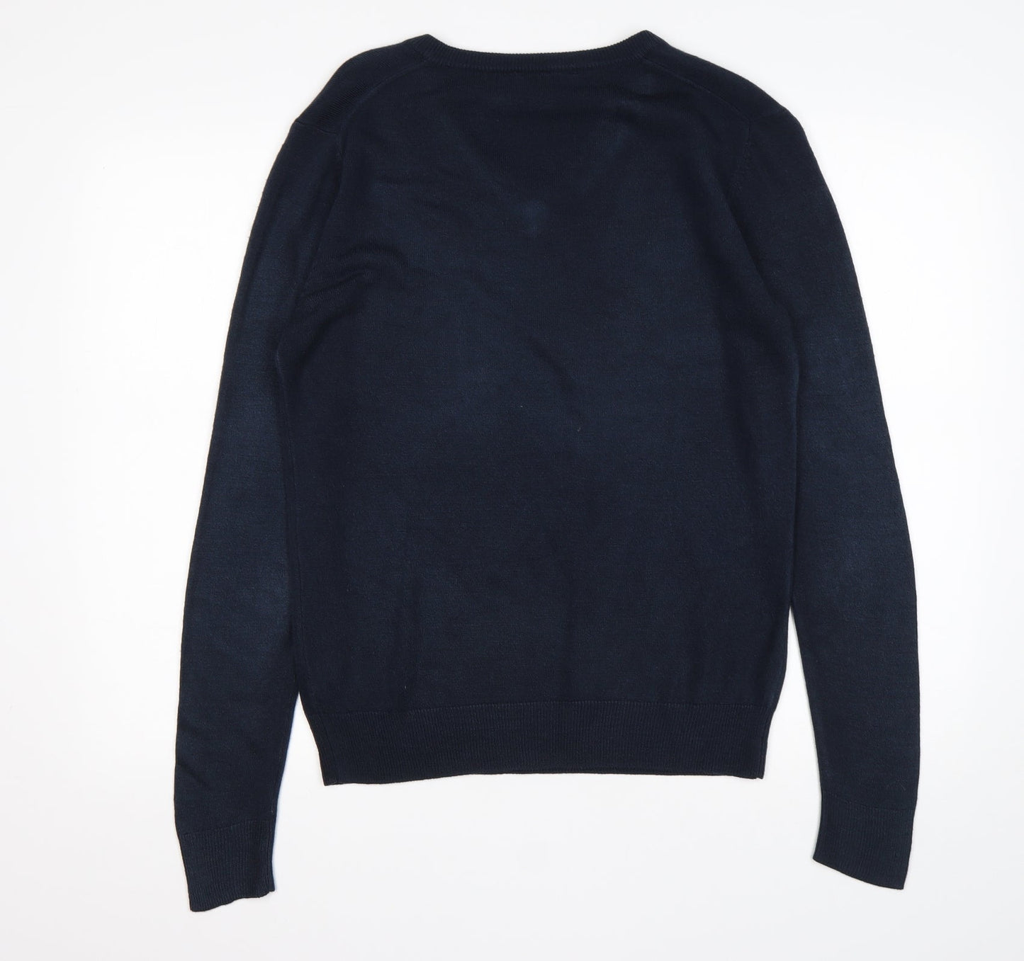 Cedar Wood State Mens Blue V-Neck  Acrylic Pullover Jumper Size S