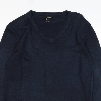 Cedar Wood State Mens Blue V-Neck  Acrylic Pullover Jumper Size S