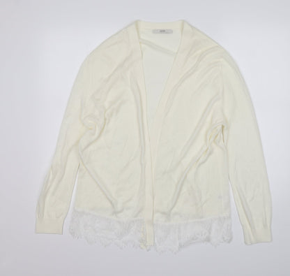 George Womens Ivory V-Neck  Acrylic Cardigan Jumper Size S