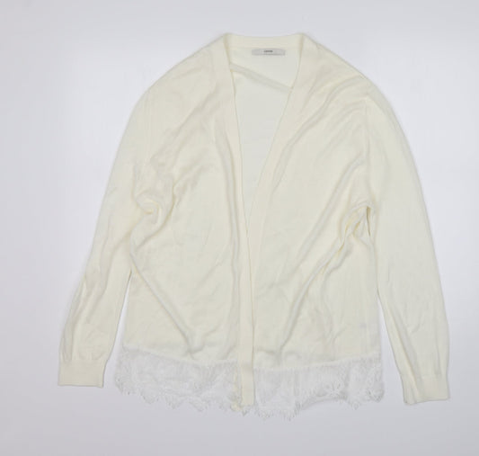 George Womens Ivory V-Neck  Acrylic Cardigan Jumper Size S