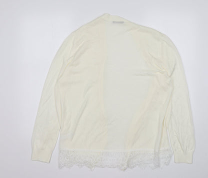 George Womens Ivory V-Neck  Acrylic Cardigan Jumper Size S