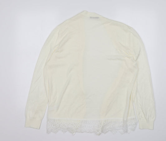 George Womens Ivory V-Neck  Acrylic Cardigan Jumper Size S