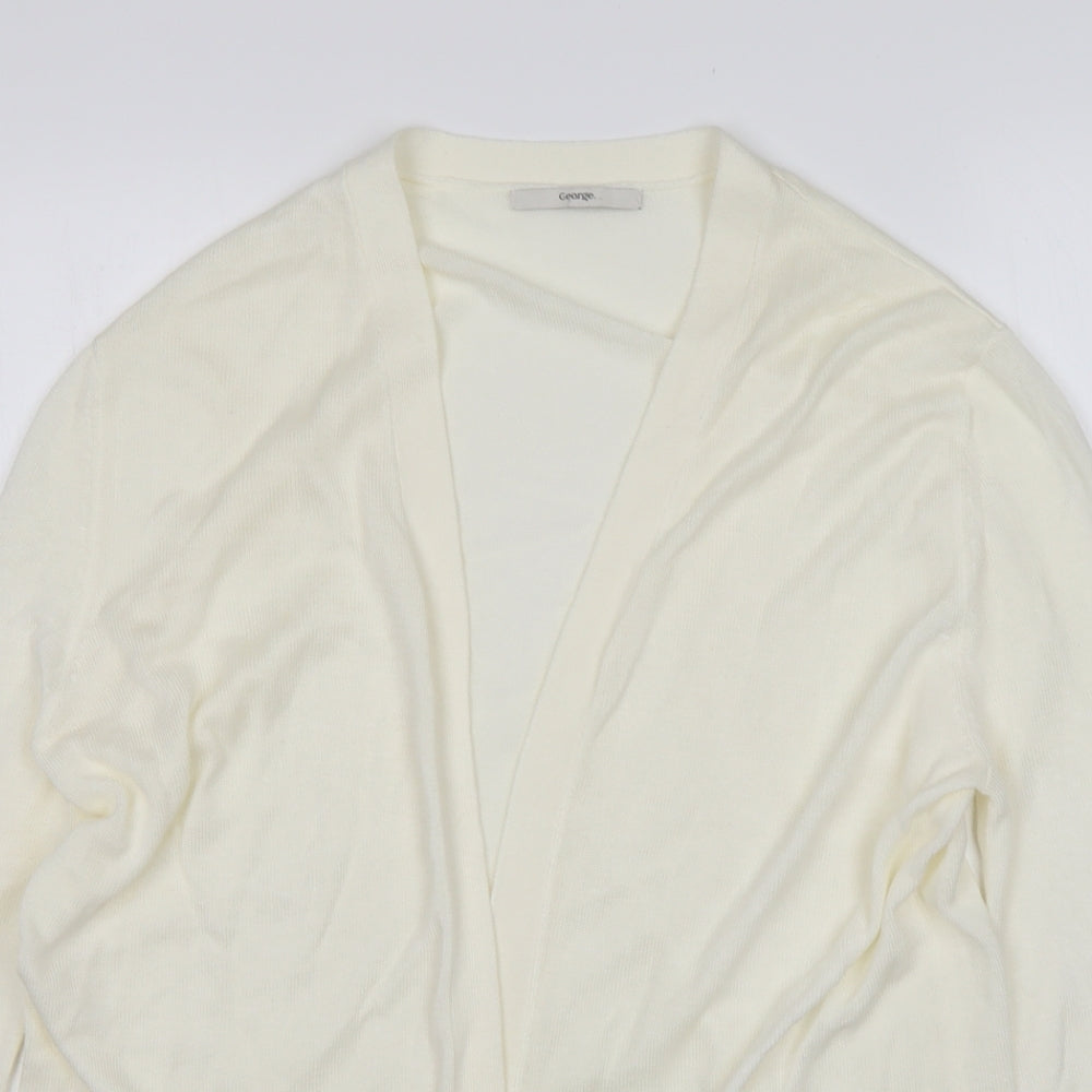 George Womens Ivory V-Neck  Acrylic Cardigan Jumper Size S