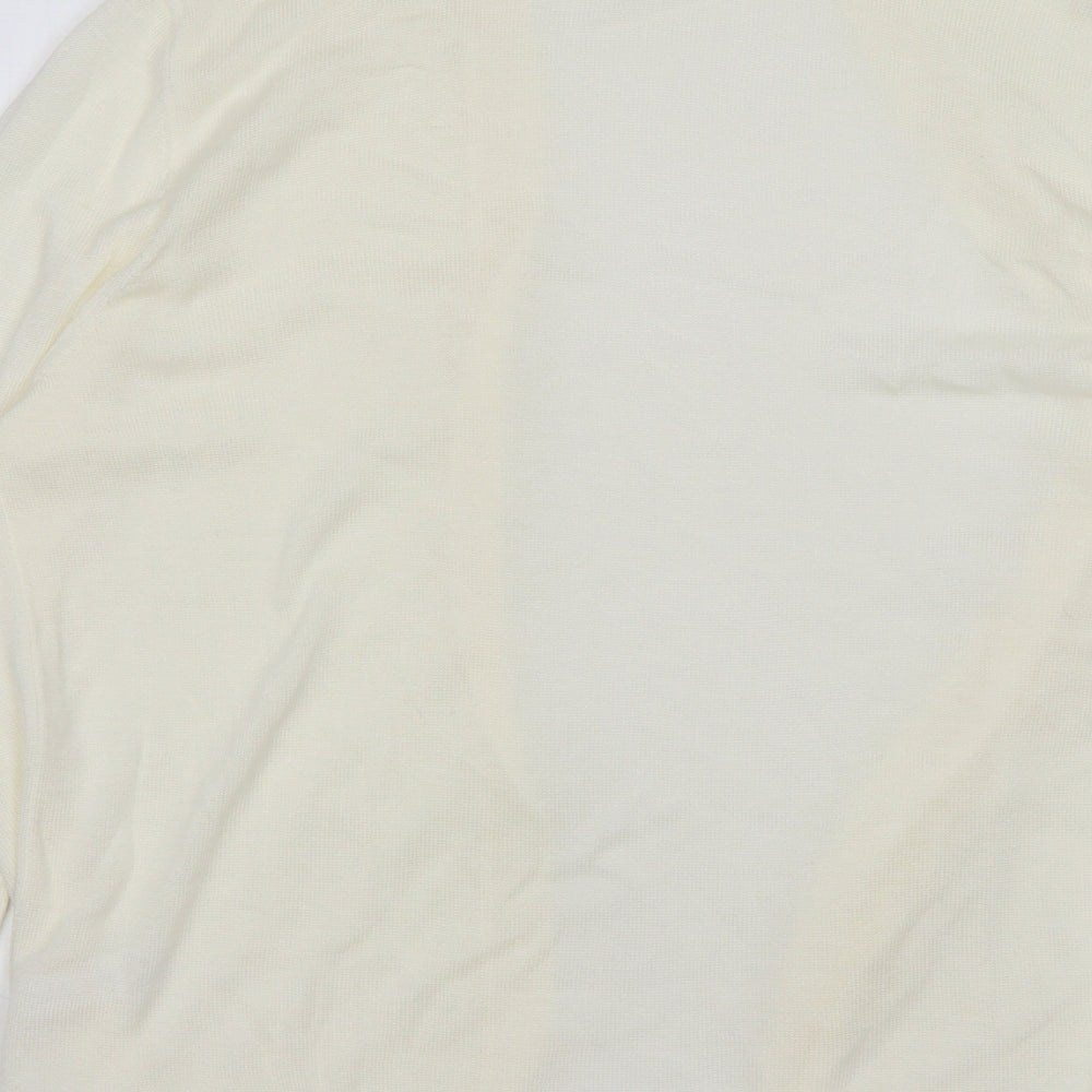George Womens Ivory V-Neck  Acrylic Cardigan Jumper Size S