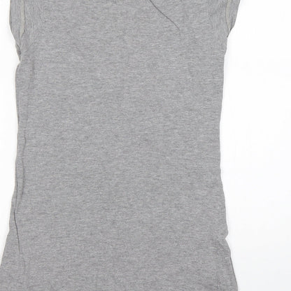 Womens UK Size 8 Preworn Grey Basic T-Shirt