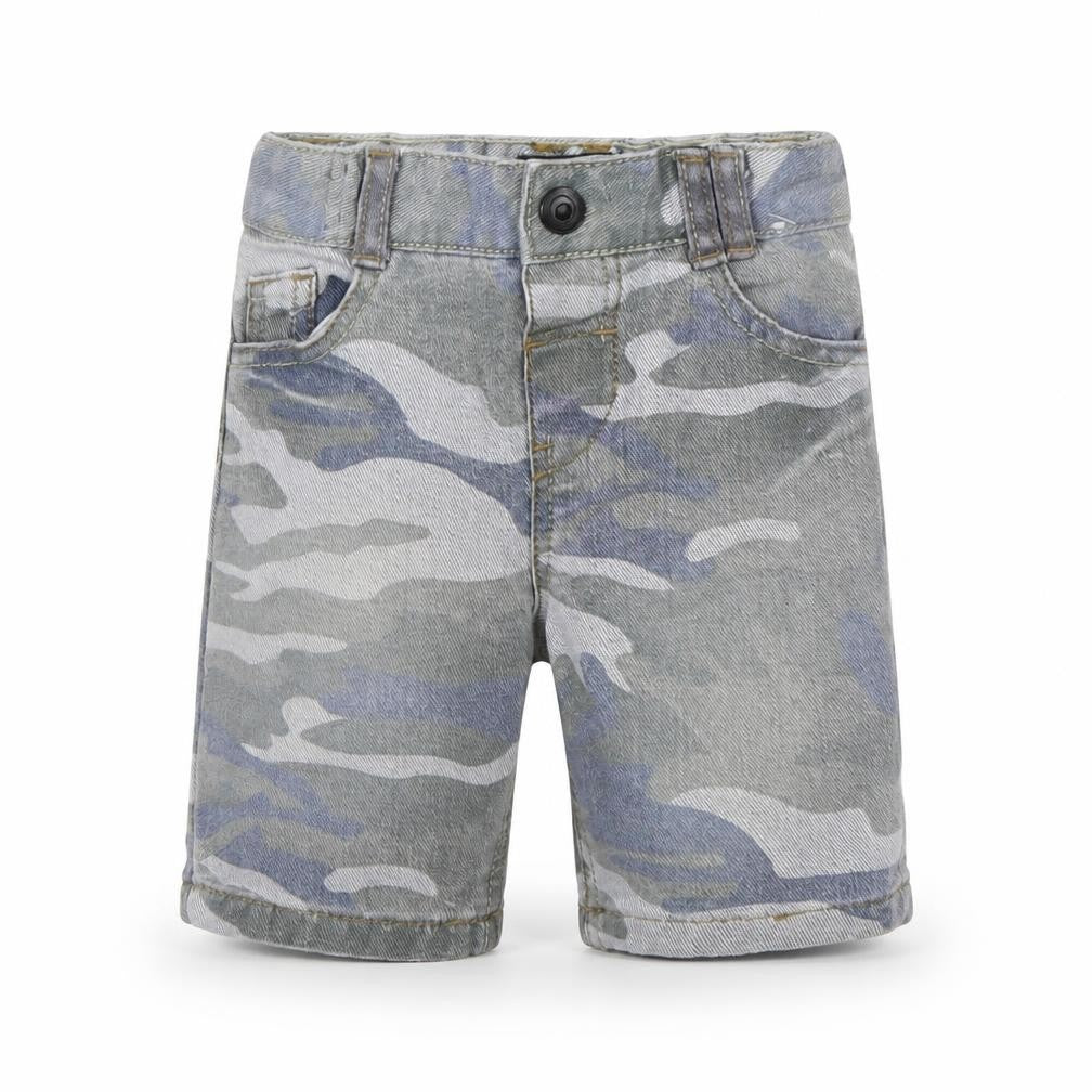 Front view of DENIM CO boys’ multicoloured camouflage cotton jeans, size 12-18, months