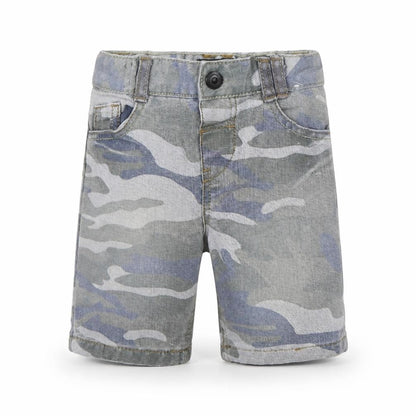 Front view of DENIM CO boys’ multicoloured camouflage cotton jeans, size 12-18, months