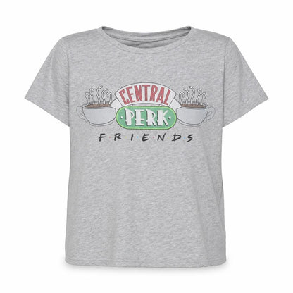 Front view of Atmosphere girls’ grey polyester basic t-shirt, size 14, years round neck - friends