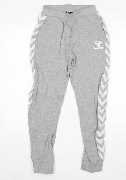 Hummel Mens Grey  Cotton Sweatpants Trousers Size XS L24 in Regular