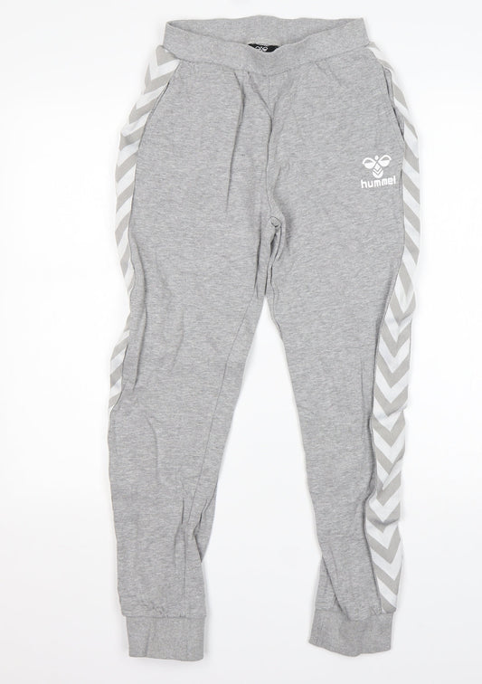 Hummel Mens Grey  Cotton Sweatpants Trousers Size XS L24 in Regular