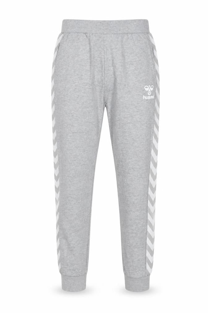 Front view of Hummel men’s grey cotton sweatpants, size XS, 24-inch leg regular
