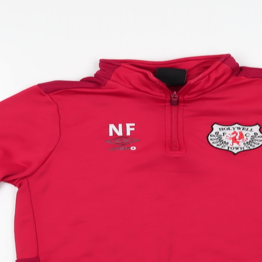 Umbro Boys Red  Polyester Henley Sweatshirt Size 14 Years   - Holywell