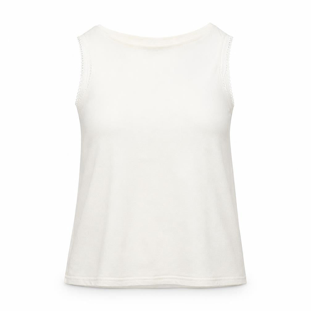 Front view of N ew Look women’s white polyester basic blouse, size UK 10, round neck
