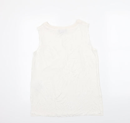 N ew Look Womens White  Polyester Basic Blouse Size 10 Round Neck