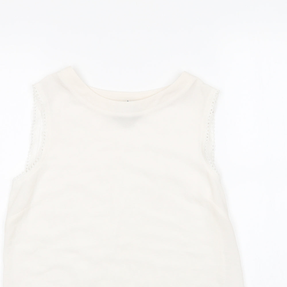 N ew Look Womens White  Polyester Basic Blouse Size 10 Round Neck