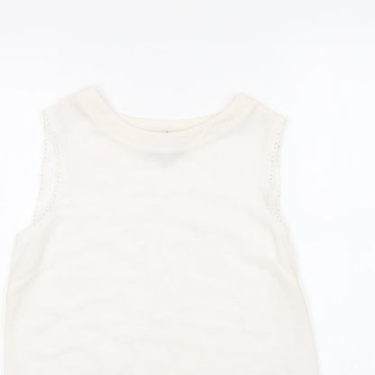 N ew Look Womens White  Polyester Basic Blouse Size 10 Round Neck