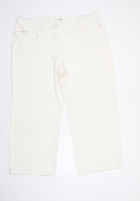 Womens UK Size 24 bonprix Regular Fit Dress Pants White Trousers