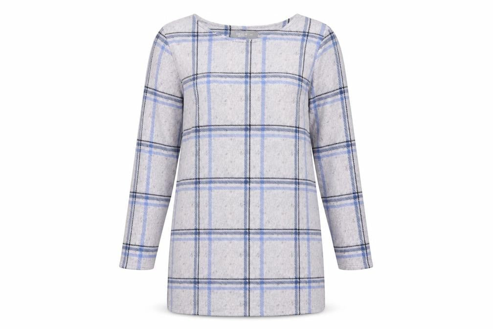 Nutmeg Womens Blue Crew Neck Check Polyester Pullover Jumper Size 10