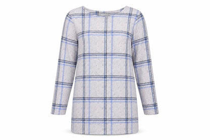 Nutmeg Womens Blue Crew Neck Check Polyester Pullover Jumper Size 10