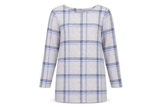 Nutmeg Womens Blue Crew Neck Check Polyester Pullover Jumper Size 10