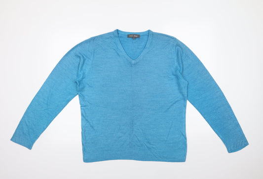 M&S Mens Blue V-Neck  Acrylic Pullover Jumper Size M