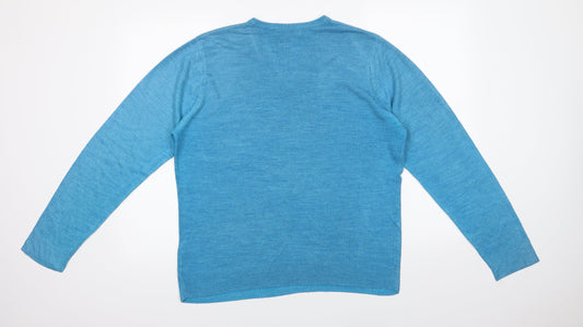 M&S Mens Blue V-Neck  Acrylic Pullover Jumper Size M