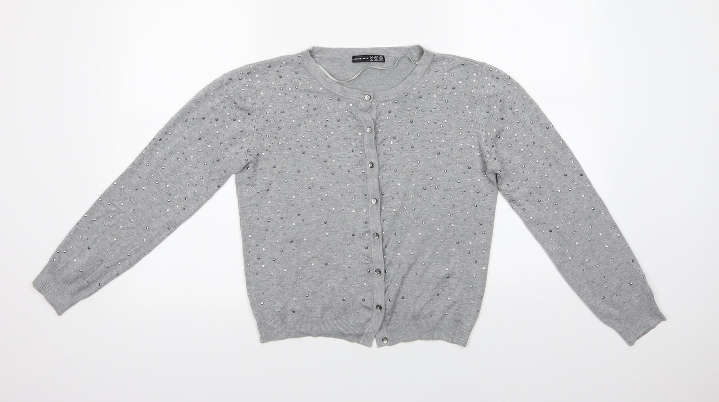 Primark Womens Green Crew Neck  Polyamide Cardigan Jumper Size 14