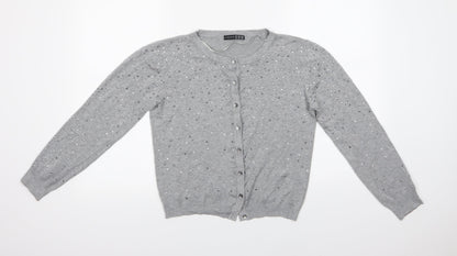 Primark Womens Green Crew Neck  Polyamide Cardigan Jumper Size 14