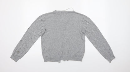 Primark Womens Green Crew Neck  Polyamide Cardigan Jumper Size 14