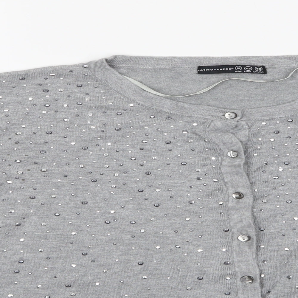 Primark Womens Green Crew Neck  Polyamide Cardigan Jumper Size 14