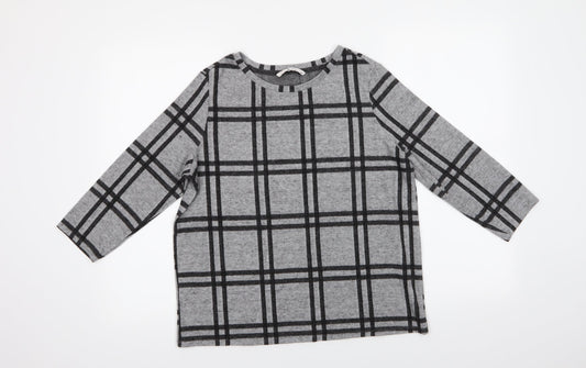 TU Womens Grey Crew Neck Check Polyester Pullover Jumper Size 12