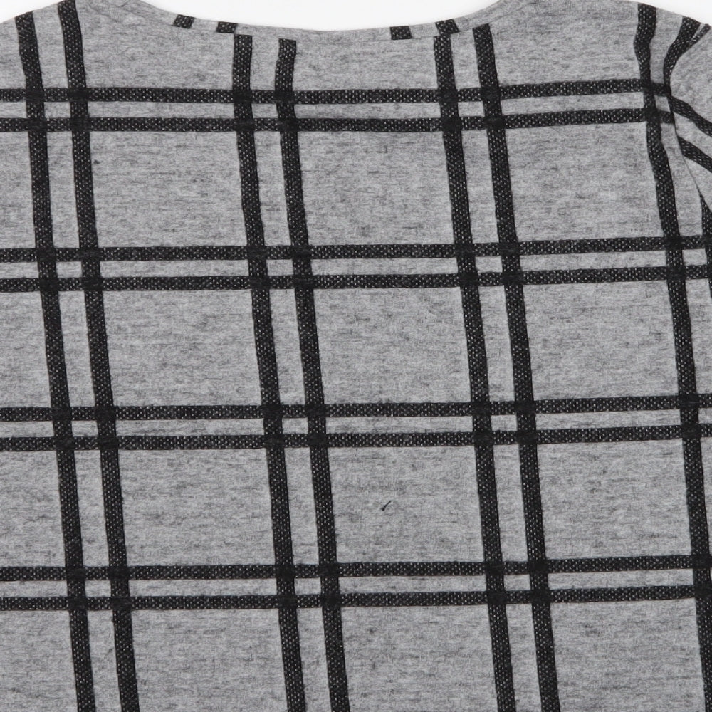 TU Womens Grey Crew Neck Check Polyester Pullover Jumper Size 12