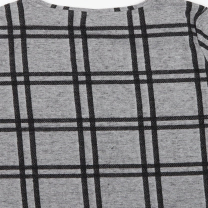 TU Womens Grey Crew Neck Check Polyester Pullover Jumper Size 12