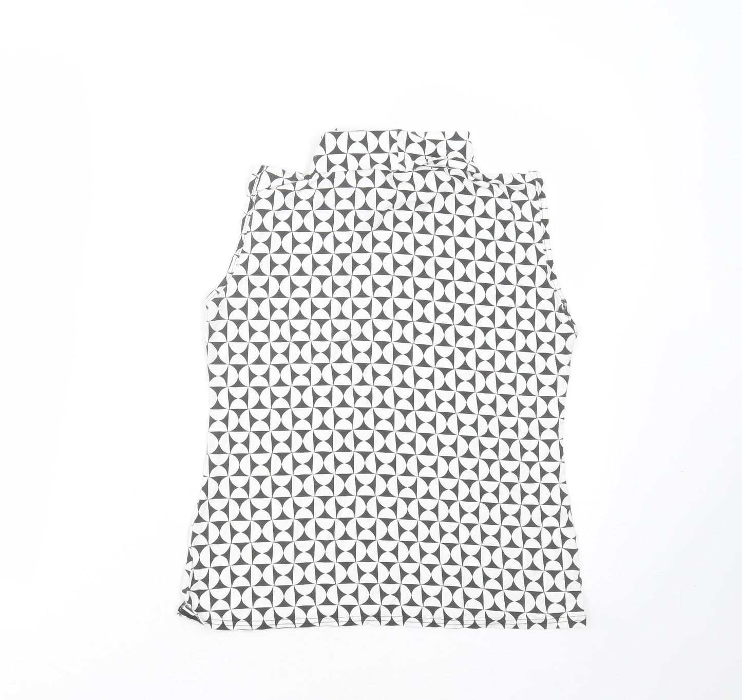 Sisters Point Womens White Geometric Polyester Basic Blouse Size S Round Neck