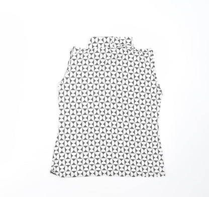 Sisters Point Womens White Geometric Polyester Basic Blouse Size S Round Neck
