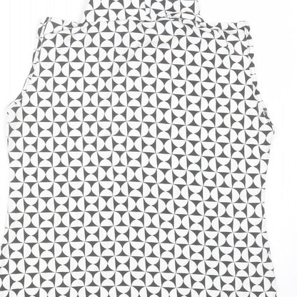 Sisters Point Womens White Geometric Polyester Basic Blouse Size S Round Neck