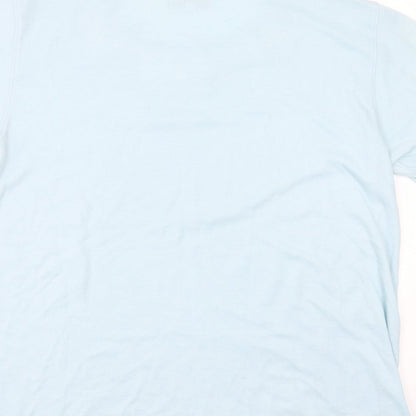 emily claire Womens Blue  Cotton Blend Basic T-Shirt Size M Round Neck - Embroidered detail