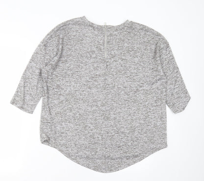 Primark Womens Grey Round Neck  Polyester Pullover Jumper Size M