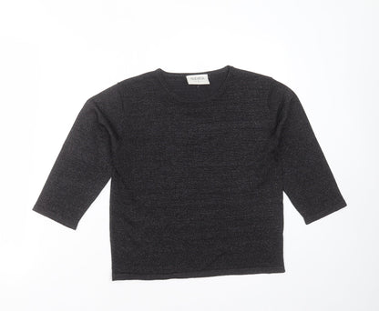 Additional front view of Suchita women’s black round neck viscose jumper, size S