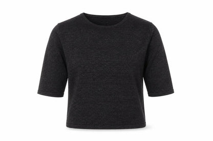 Front view of Suchita women’s black round neck viscose jumper, size S