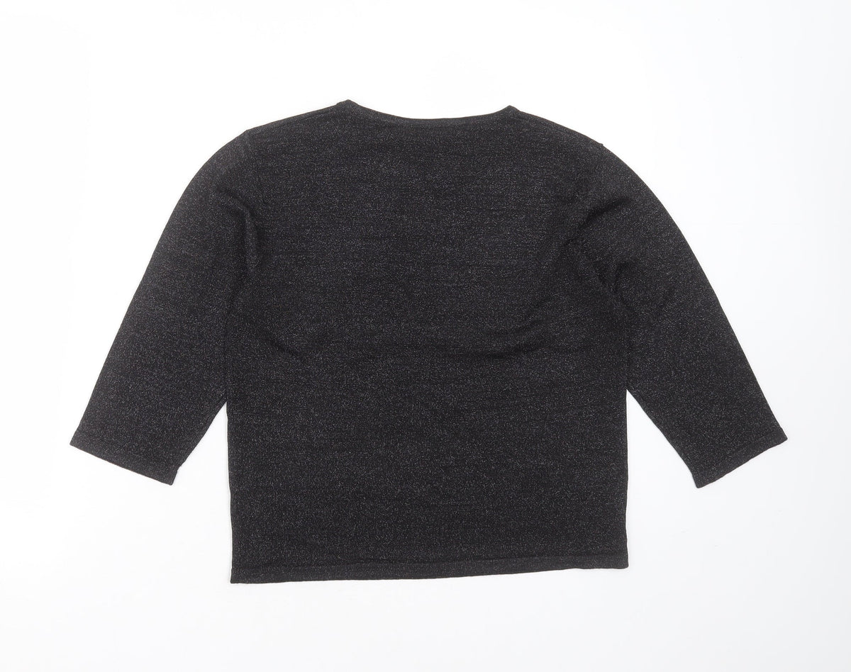 Back view of Suchita women’s black round neck viscose jumper, size S