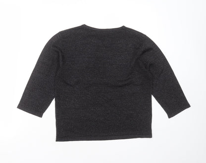 Back view of Suchita women’s black round neck viscose jumper, size S