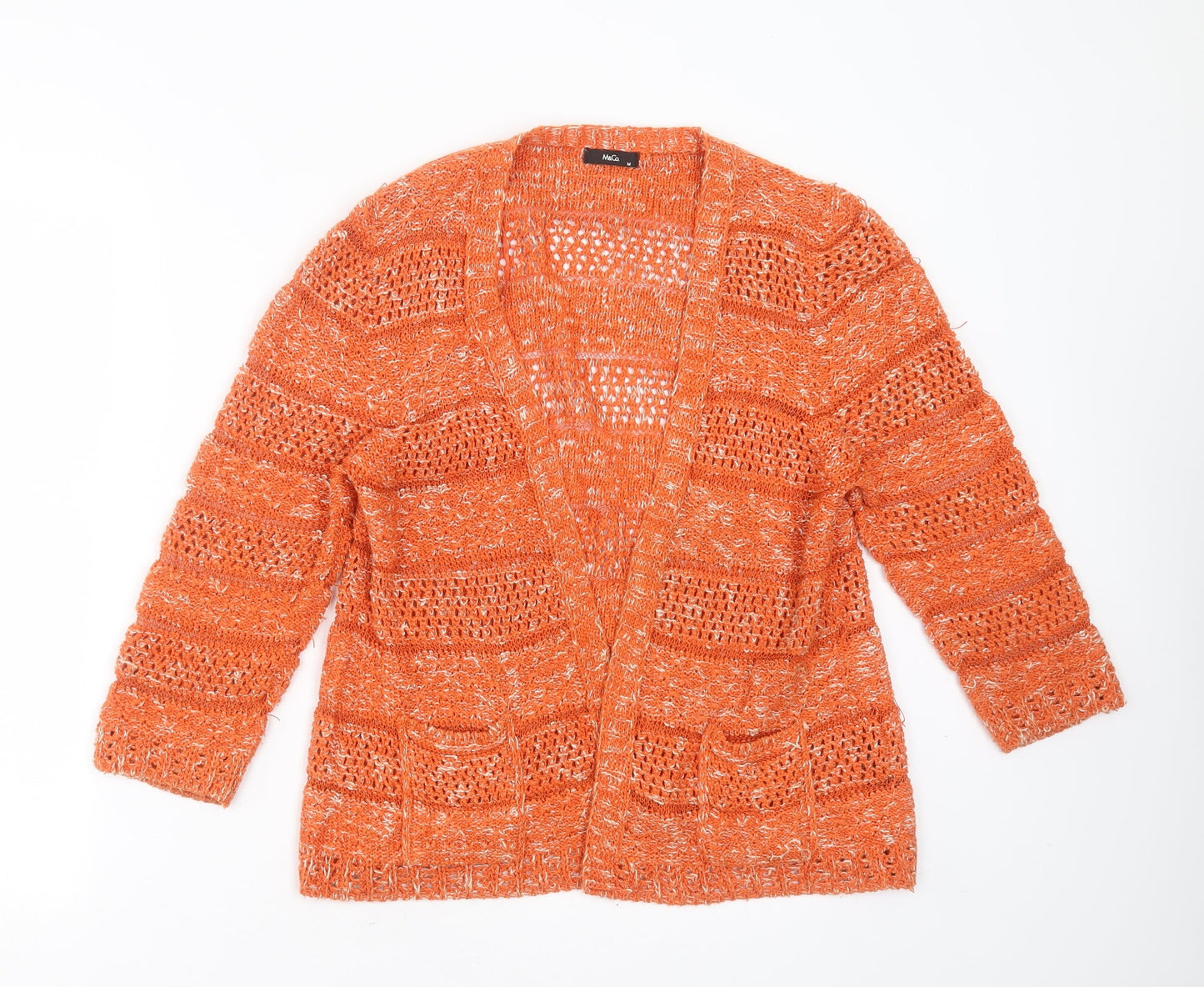 Womens UK Size M M&Co Orange Cardigan Jumper