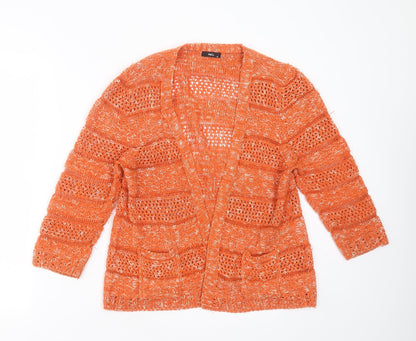Womens UK Size M M&Co Orange Cardigan Jumper