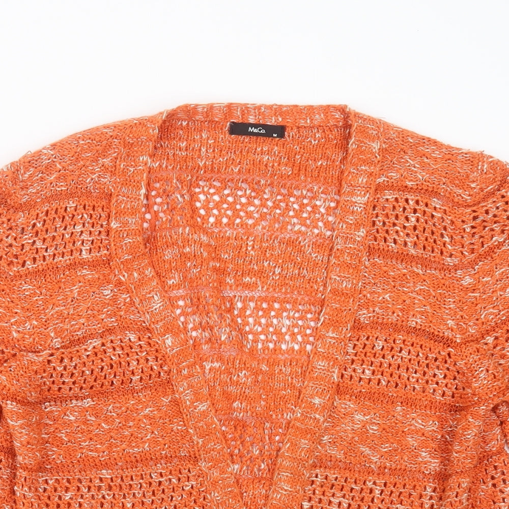 Womens UK Size M M&Co Orange Cardigan Jumper