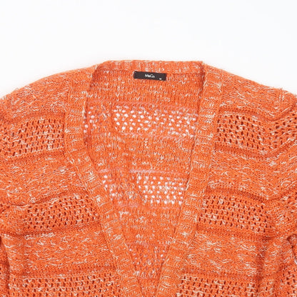 Womens UK Size M M&Co Orange Cardigan Jumper