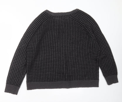George Womens Grey Round Neck Striped Acrylic Pullover Jumper Size 16