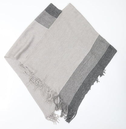 F&F Womens Grey V-Neck Striped Acrylic Pullover Jumper One Size