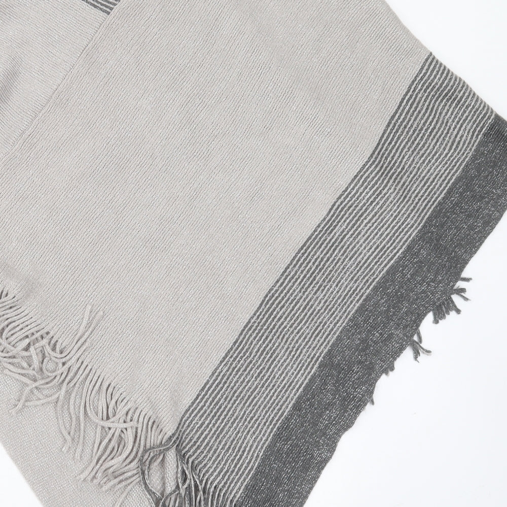 F&F Womens Grey V-Neck Striped Acrylic Pullover Jumper One Size